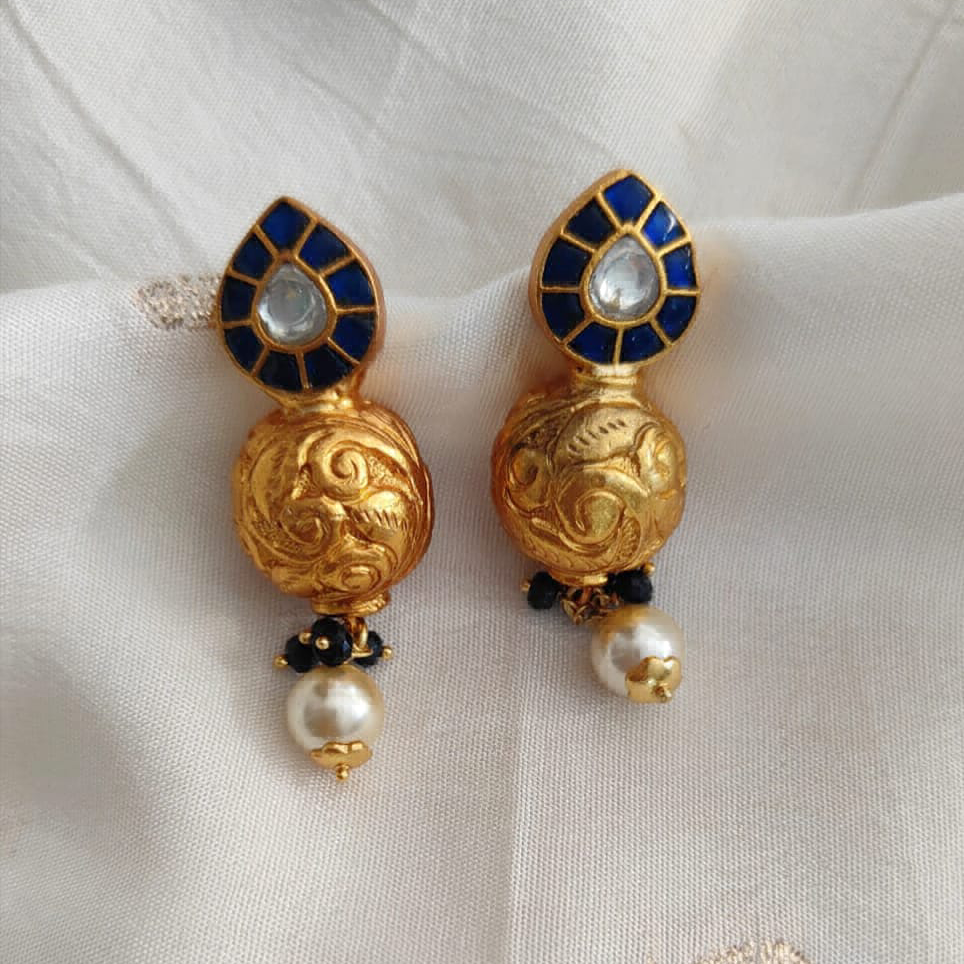 Marigold Festive   Gold Plated Studs with pearl